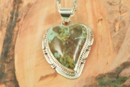 Genuine Candelaria Turquoise Sterling Silver Heart Pendant